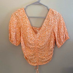 H&M Orange Floral Blouse